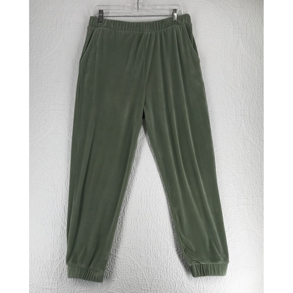 Suzette Velour Sweat Pants Size XL‎ Elastic Waist and Hem Green